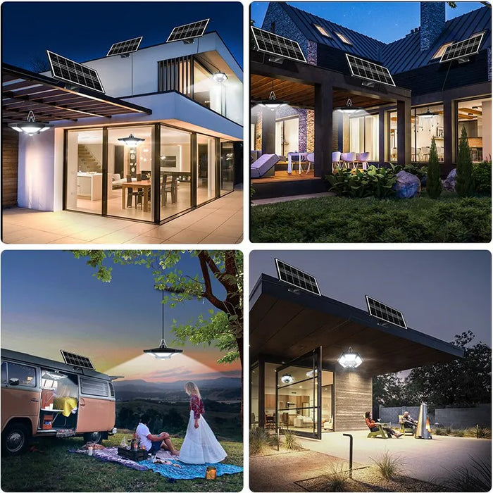 Solar Shed Light Solar Pendant Light For Indoor Outdoor 180 LED 1000LM Solar Lamp With Remote Control for Barn Gazebo Garage