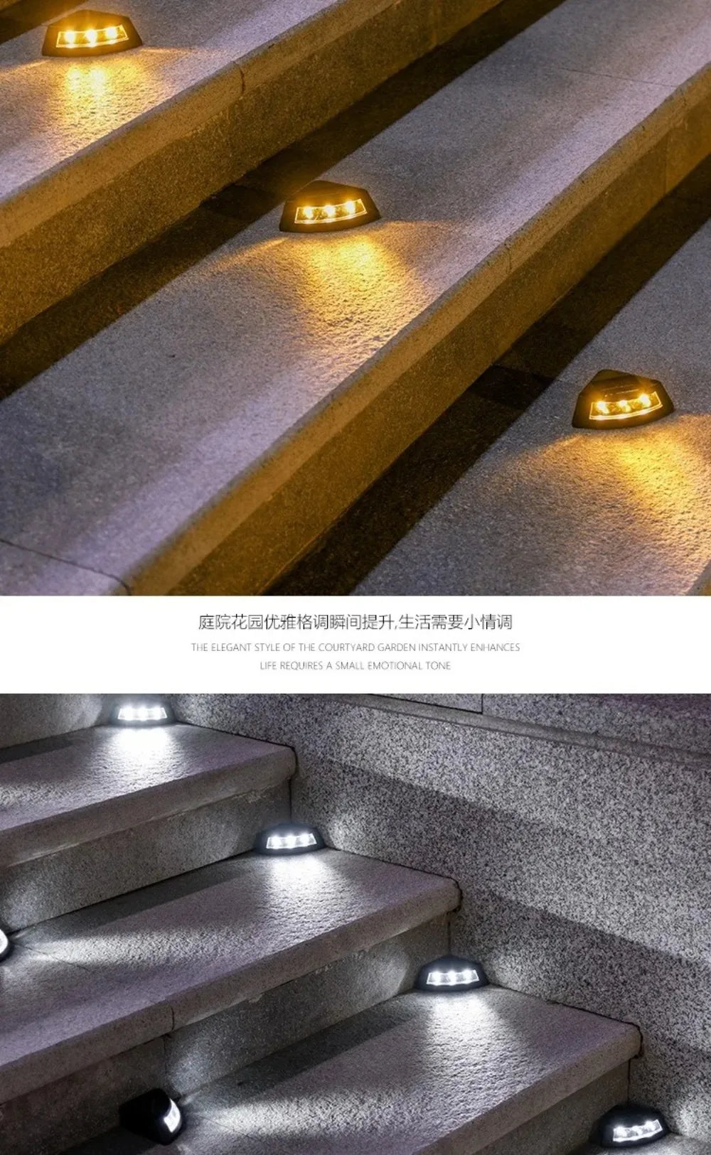 4pcs Waterproof Solar Step Lights Auto Switch Easy To Use Stair Lighting Solar Powered Warm /White Light Garden Walkway Light
