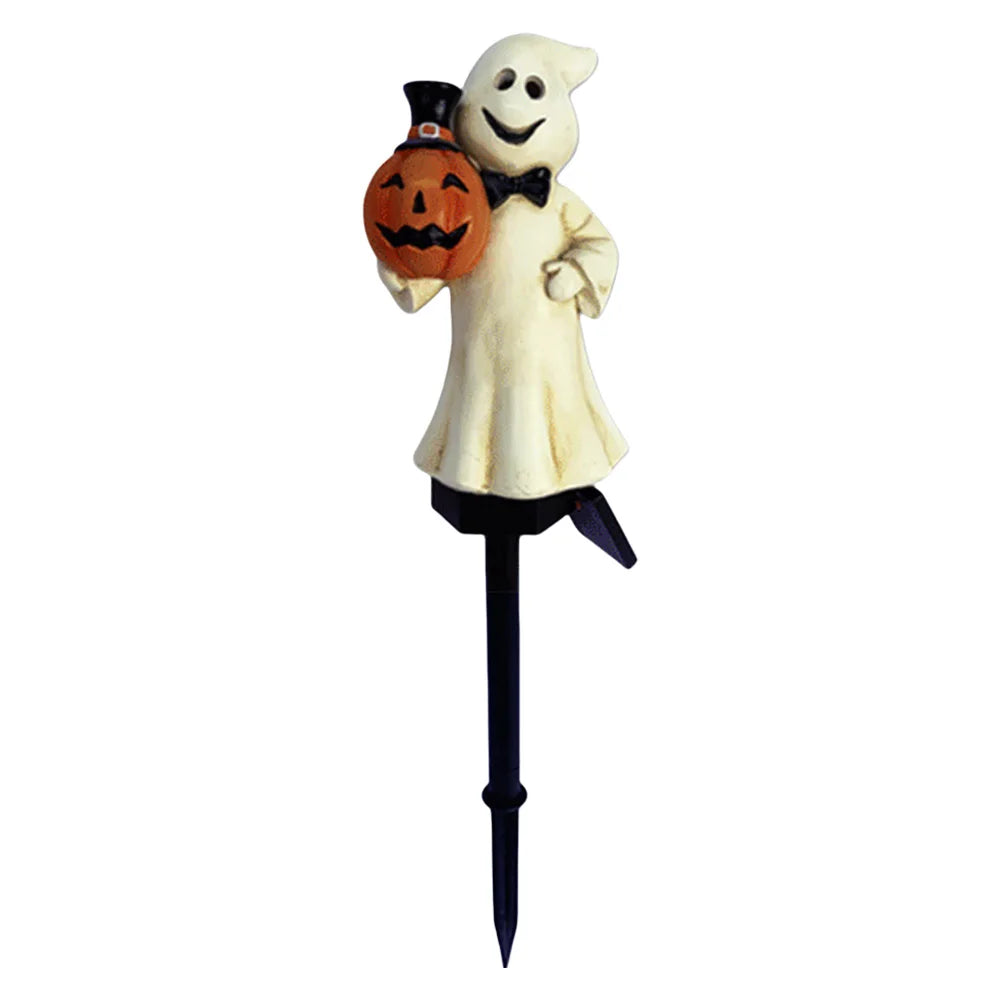 Halloween Solar Ghosts Pathway LED Light Anto On & Off Ghosts Lamp White Ghost Figurine Decoration for Haunted House Decor 2024