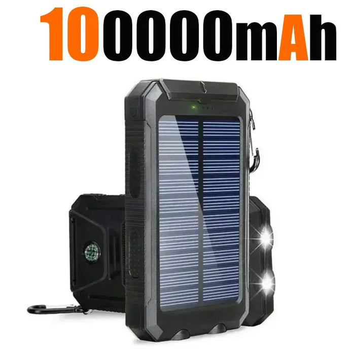 NEW 200000mAh Solar Power Bank Portable Charging Poverbank External Battery Charger Strong Light LDE Light for All Smartphones