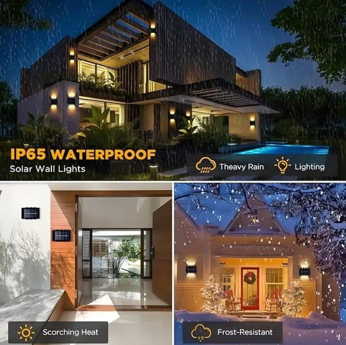 Solar Wall Lamp Outdoor Waterproof Solar Powered Light UP and Down Illuminate Home Garden Porch Yard Decoration Outside Sunlight
