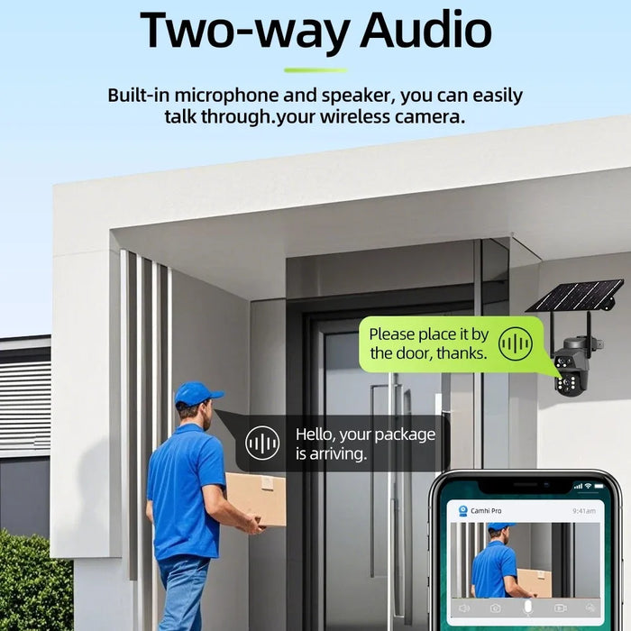 Solar Camera 4G Sim Card Outdoor Dual Lens 8MP 4K IP Camara With Solar Panel CCTV Security Built in Battery PIR Motion Detection
