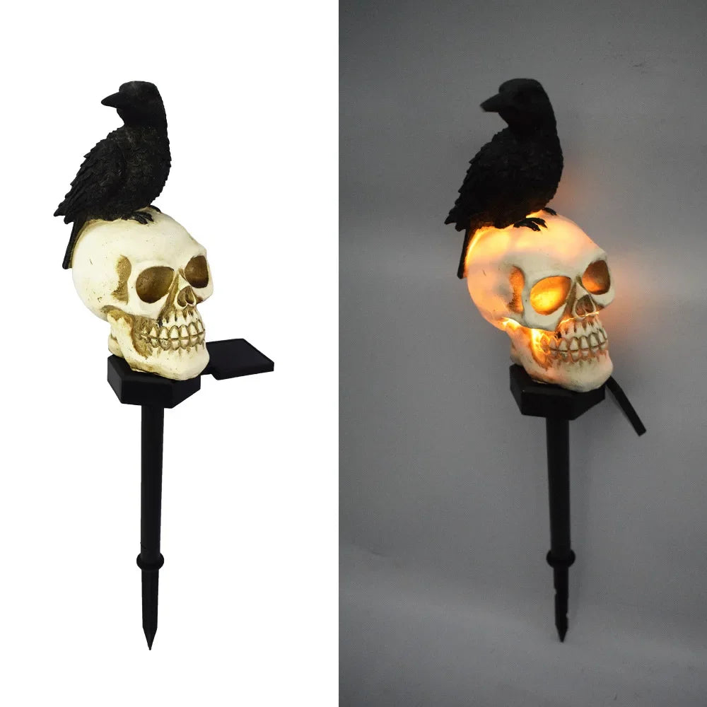 Halloween outdoor lights, waterproof solar Christmas tree pumpkin garden stake lights, Santa Claus crow skull panda decoration