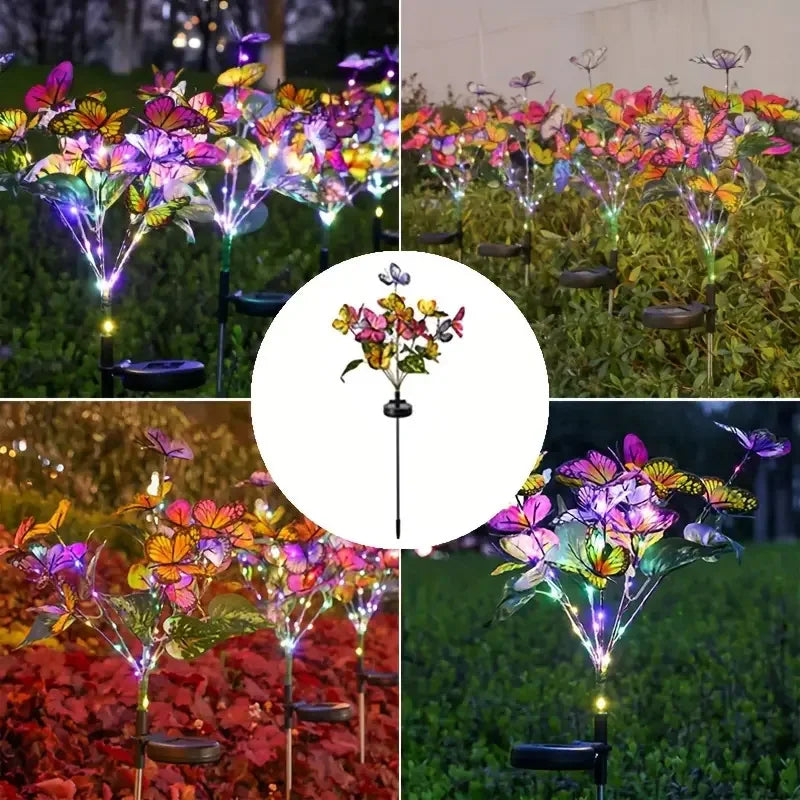 Solar Outdoor Christmas Lights Butterfly with Stake Garden Wedding Pathway Fairy Lights Auto on/Off Lawn Patio Party Decorations