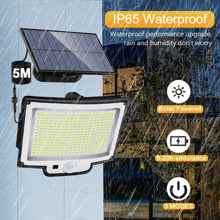 Solar Security Lights Motion Sensor Outdoor 318/238/226LED Garden Lights Waterproof Split Flood Wall Lights Solar Powered 3 Mode