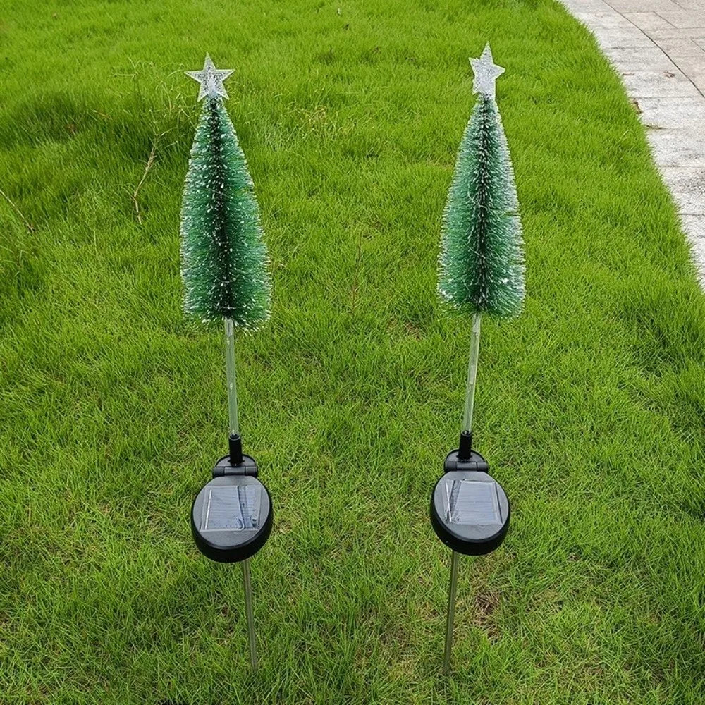 Decorative Solar Christmas Tree Lights Stars Design Weatherproof Landscape Lights Energy Saving Warm White/ Colorful Lawn Lights