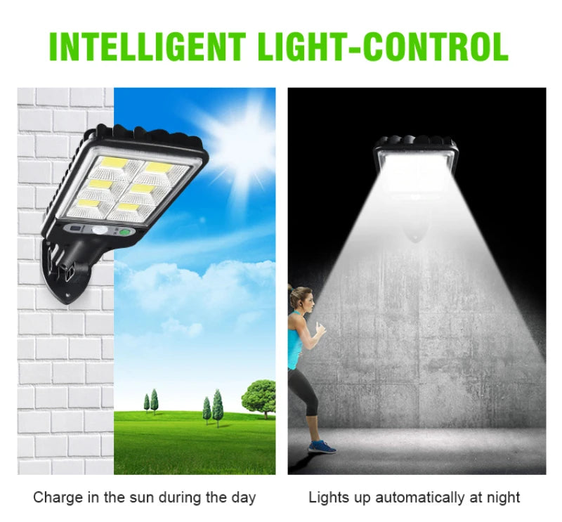 Outdoor Solar Street Lights Waterproof Motion Sensor Wall 72COB LED Lamp 3 Lighting Mode Solar Powered Lights for Garden Patio