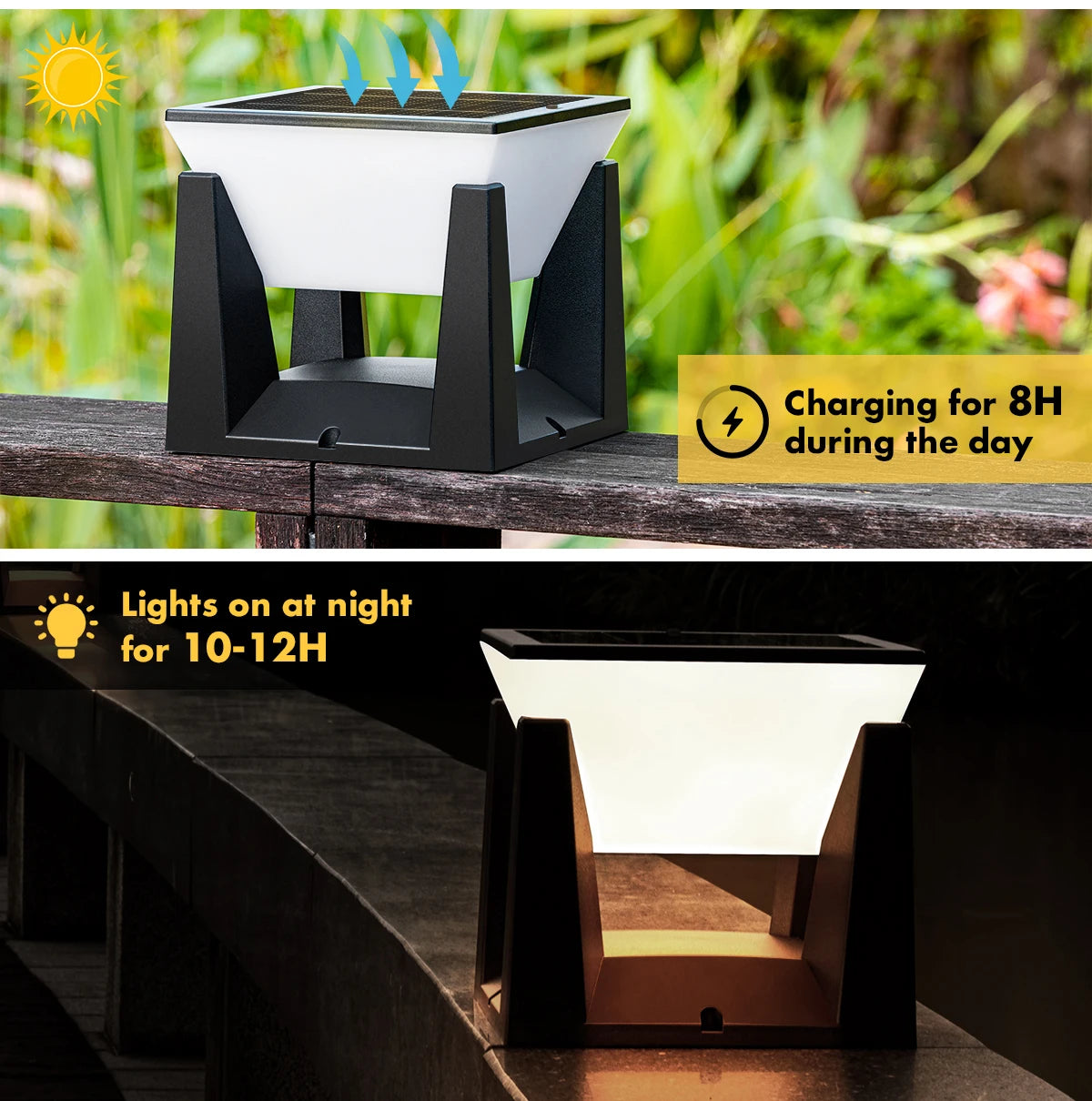 Outdoor Solar Post Light Solar Pillar Lights Modern LED Fence Deck Cap Lamp IP65 Waterproof Landscape Column Lighting for Flat