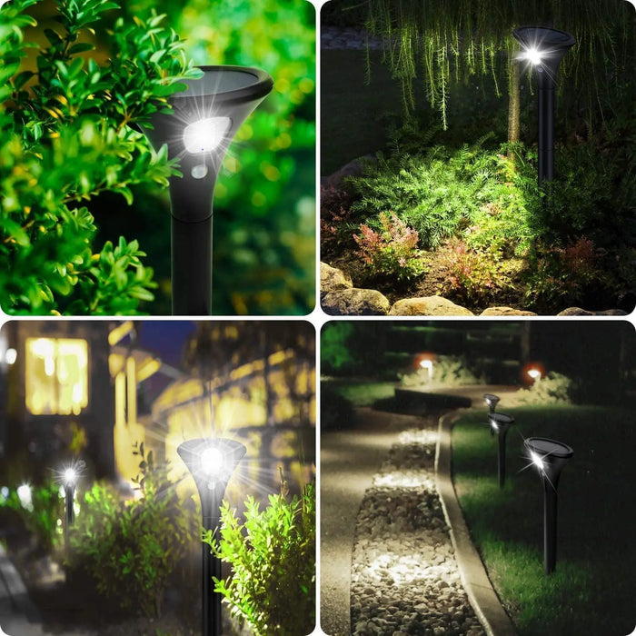 Solar Spot Lights Outdoor, 4 Pack LED Solar Powered Solar Lights Outdoor with Motion Sensor Auto On/Off Waterproof