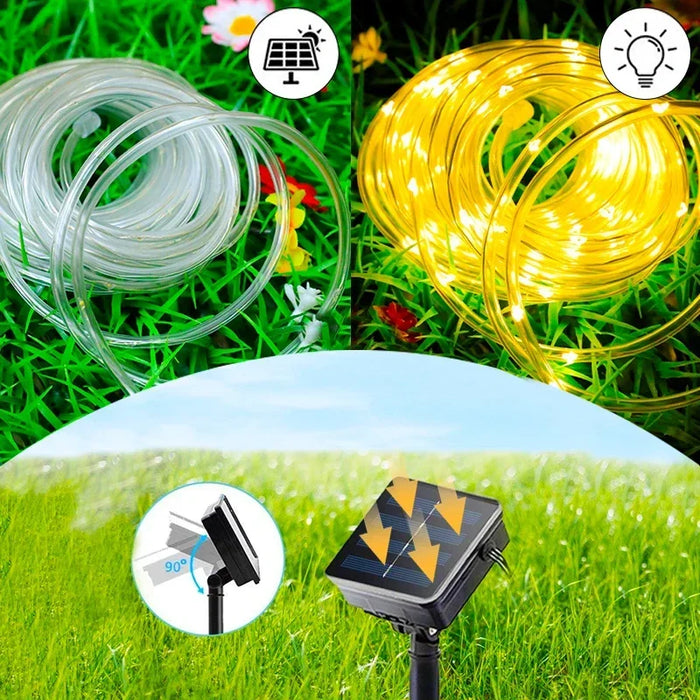 Solar LED String Light Outdoor Solar Strip Rope Tube Fairy Light Garden Christmas Decoration for Wedding Party Decor Led Lamp