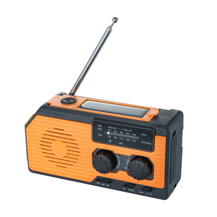 Solar Hand Crank Radio Portable Multifunctional Radio AM/FM/WB NOAA Weather Radio LED Flashlight Power Bank for Outdoor Camping