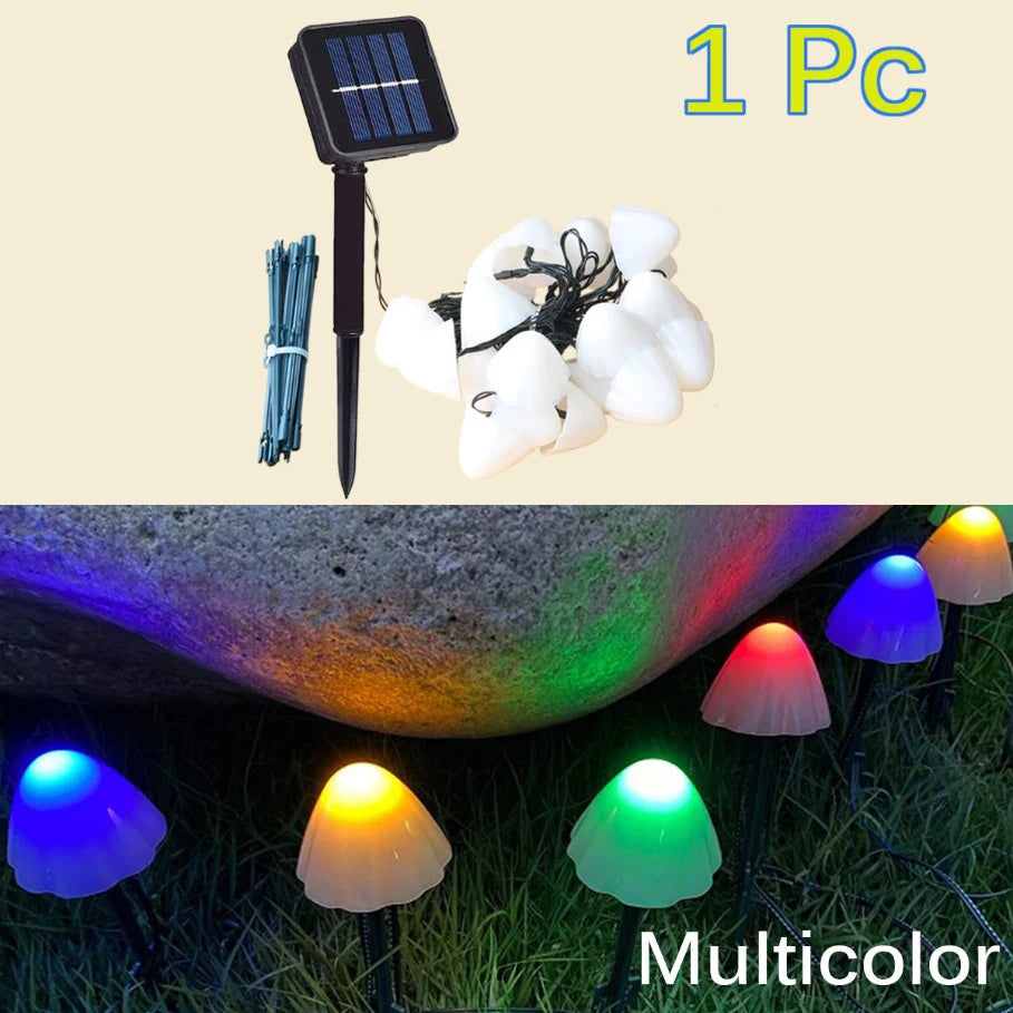 Solar Lights String Mushroom Lawn Fairy Lights LED Solar Lamps Outdoor For Garden Patio Terrace Path Landscape Decoration Lamps