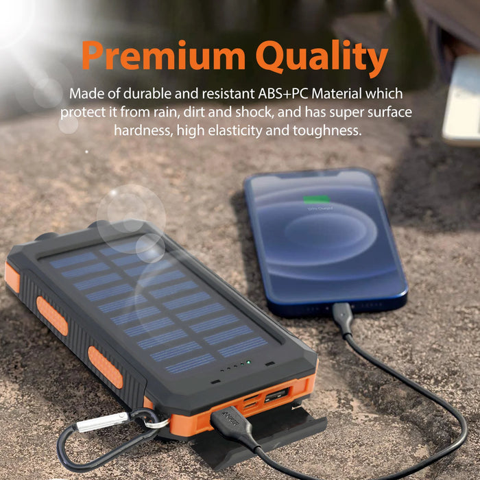 20000mAh Solar Charger for Cell Phone Portable Solar Power Bank Dual 5V USB Ports 2 LED Light Flashlight for Outdoor Camping Hik