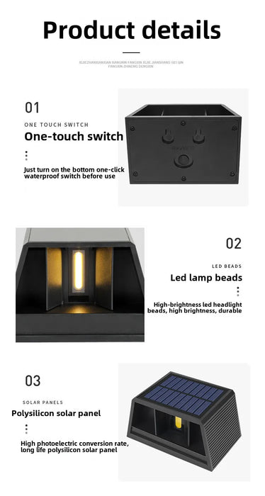 Solar Powered Outdoor Wall Light, Decorative Garden Fence Lamp for Landscaping, Waterproof Patio Wall Washer Light