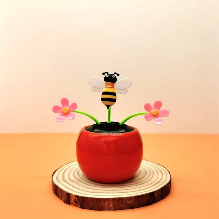 Solar Toys Cute Flower Butterfly Bee Swinging Doll Solar Car Ornament Creative Cartoon Flower Solar Desktop Ornament Decoration