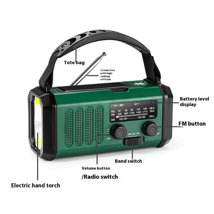 Emergency Hand Crank Radio 20000mAh Solar Powered Radio with Flashlight Reading Lamp SOS Alarm for Outdoor Camping and Emergency