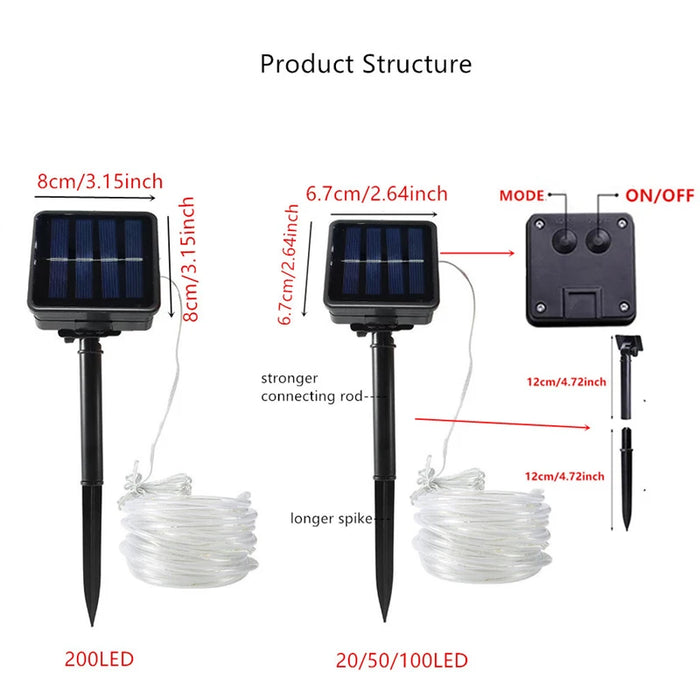 Solar String Light Outdoor Tube Rope Lights Waterproof Tube Lights for Outdoor Home Garden Parties Decor Led Lights Outdoor