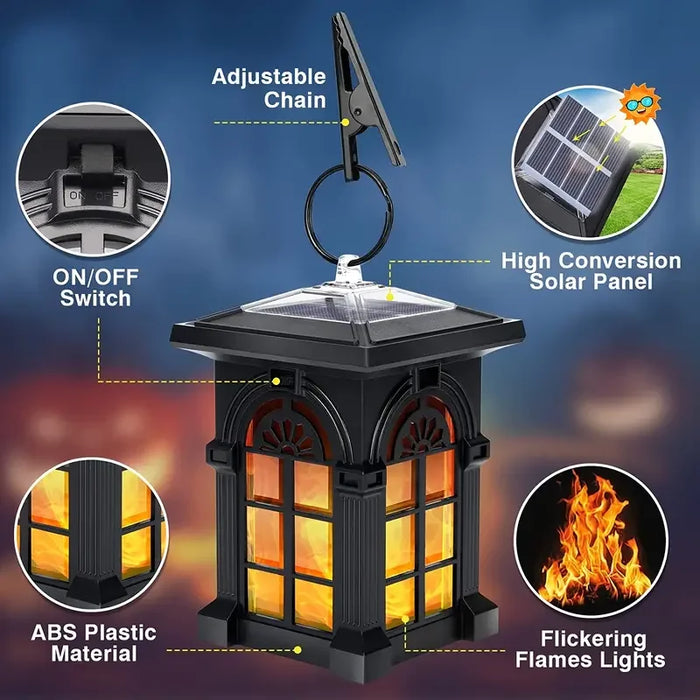 2pcs/4pcs Mini Solar Lantern, Solar Outdoor Lights With Flickering Flame Outdoor Lighting Halloween Decorations, Mini Solar Powe