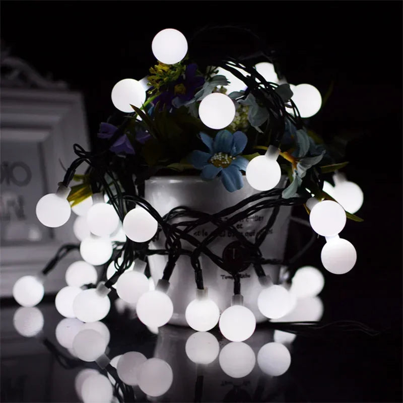 Solar Ball String Lights 8 Modes Lighting for Outdoor Garden House Fence Balcony Tree Party Street Wedding Party Decoration