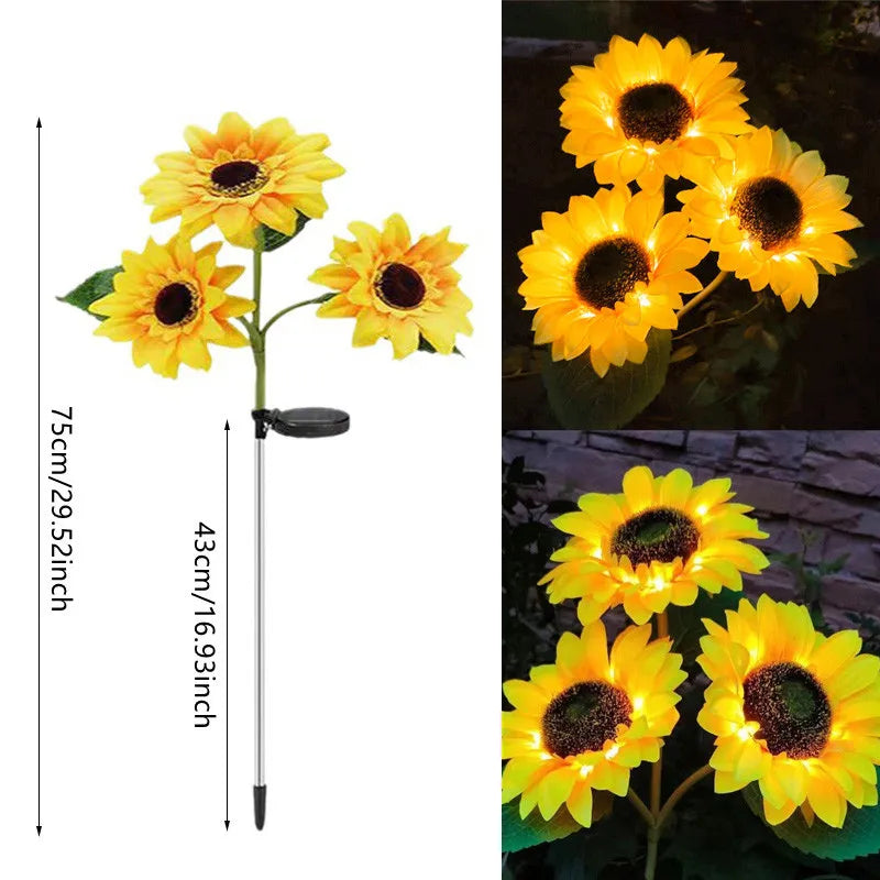 LED Solar Sunflowers Flower Light Home Decorative Flower Lights Garden Decoration Lawn Lamp Waterproof Landscape Light