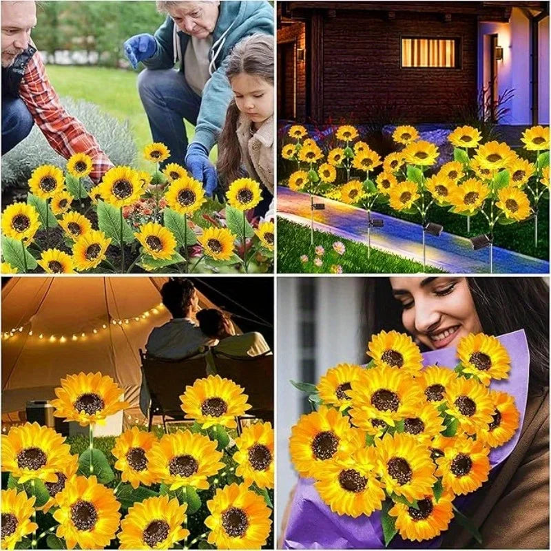 3 LED Solar Flower Lights Solar Simulation Flower Lights | Outdoor Decoration for Courtyard Villa Lawn Garden Pathway