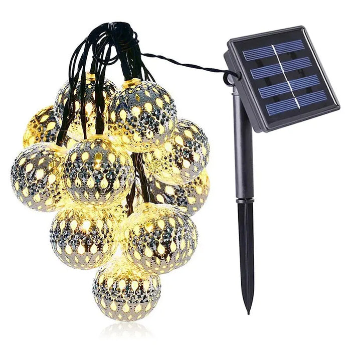 3.5M Solar String Lights Moroccan Ball RGB LEDs Perfect for Weddings Parties Birthdays Christmas Home Bedroom Garden Yard Decor