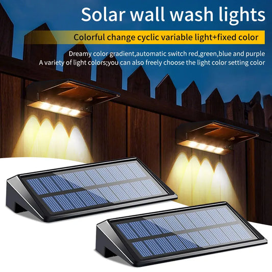 LED Solar Lights Outdoor Wall Lights 2pcs Wall lamp  Waterproof Solar Deck Light Garden Decor Solar Lamp Fence Post Yard Pathway