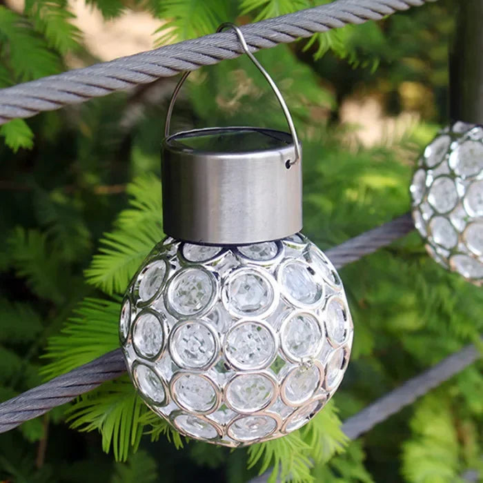 Outdoor Solar LED Hanging Lantern, Waterproof Hollow-Out Ball Lamp for Garden, Yard, and Patio Decoration