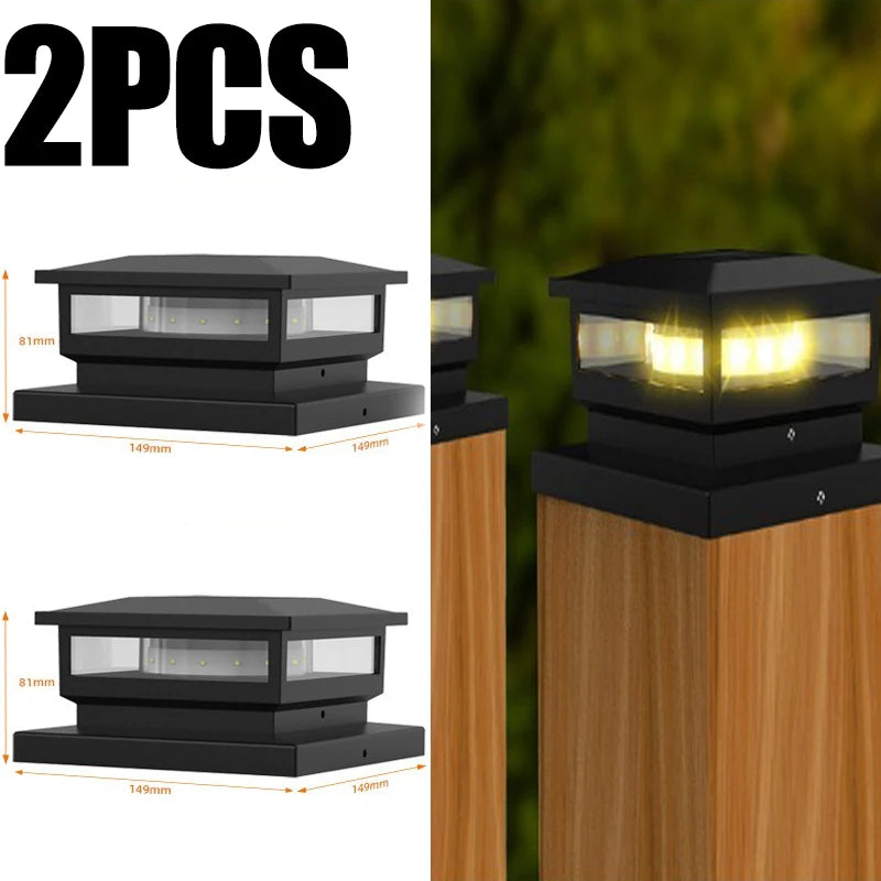 Solar Light Outdoor Waterproof Solar Post Light Villa Column Lamp Fence Gate Pillar Head LED Lamp For House Gate Patio Garden