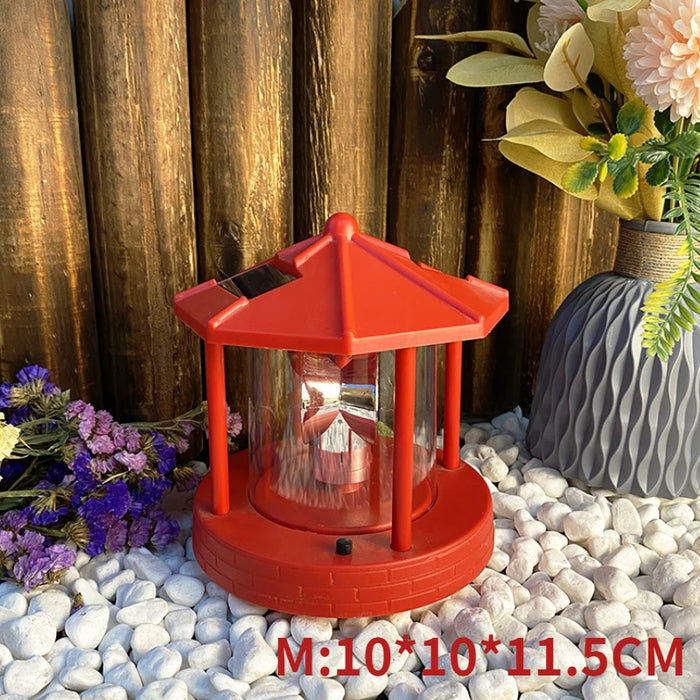 Solar Power Lamps Rotating Lighthouse Beacon Tower LED Light Outdoor Garden Landscape Courtyard Lawn Outdoor Decoration Light