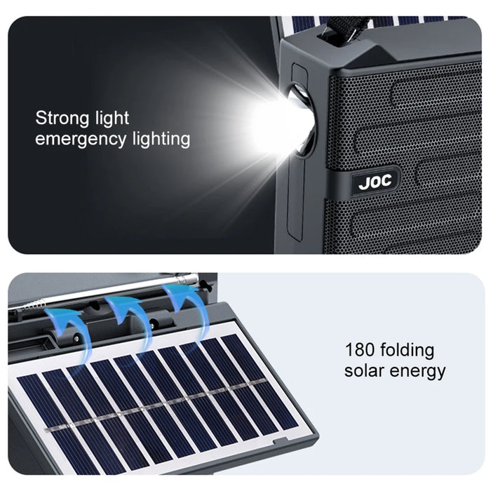 Solar Radio Portable AM FM SW Radio with Flashlight & BT Speaker Full Band Radio Emergency Radio for Outdoor Camping Emergency