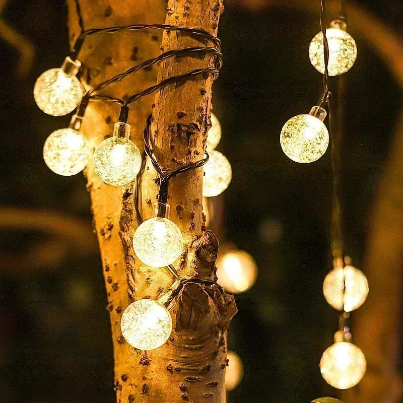 Solar Light String Festoon LED Bubble Ball Outdoor Fairy Solar Garland Lamp Wedding Party Holiday Balcony Christmas Decoration