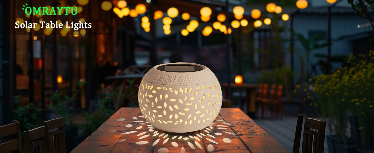 Solar Table Lanterns Outdoor Waterproof - LED Lamp White Metal Table Lights -Solar Powered Decorative Lantern for Desk Patio