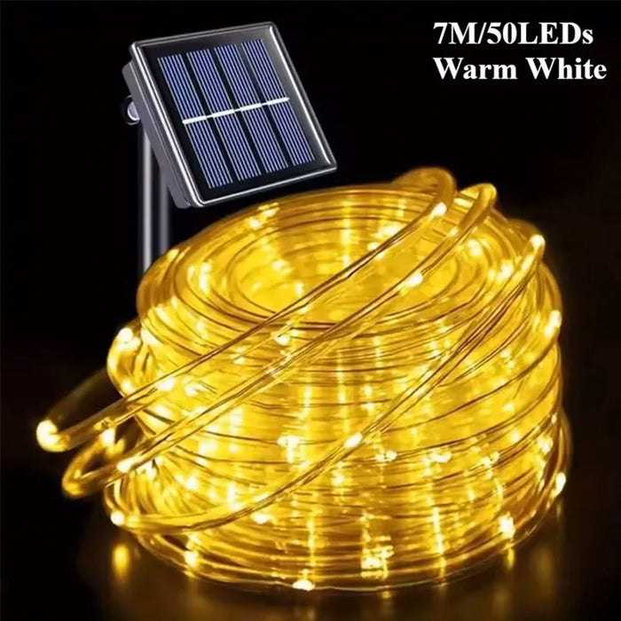 LED Solar String Light Outdoor Garden Lawn Lamp 7M/12M Waterproof Tube Rope Lights Strings Christmas Tree Yard Fence Decor lamp