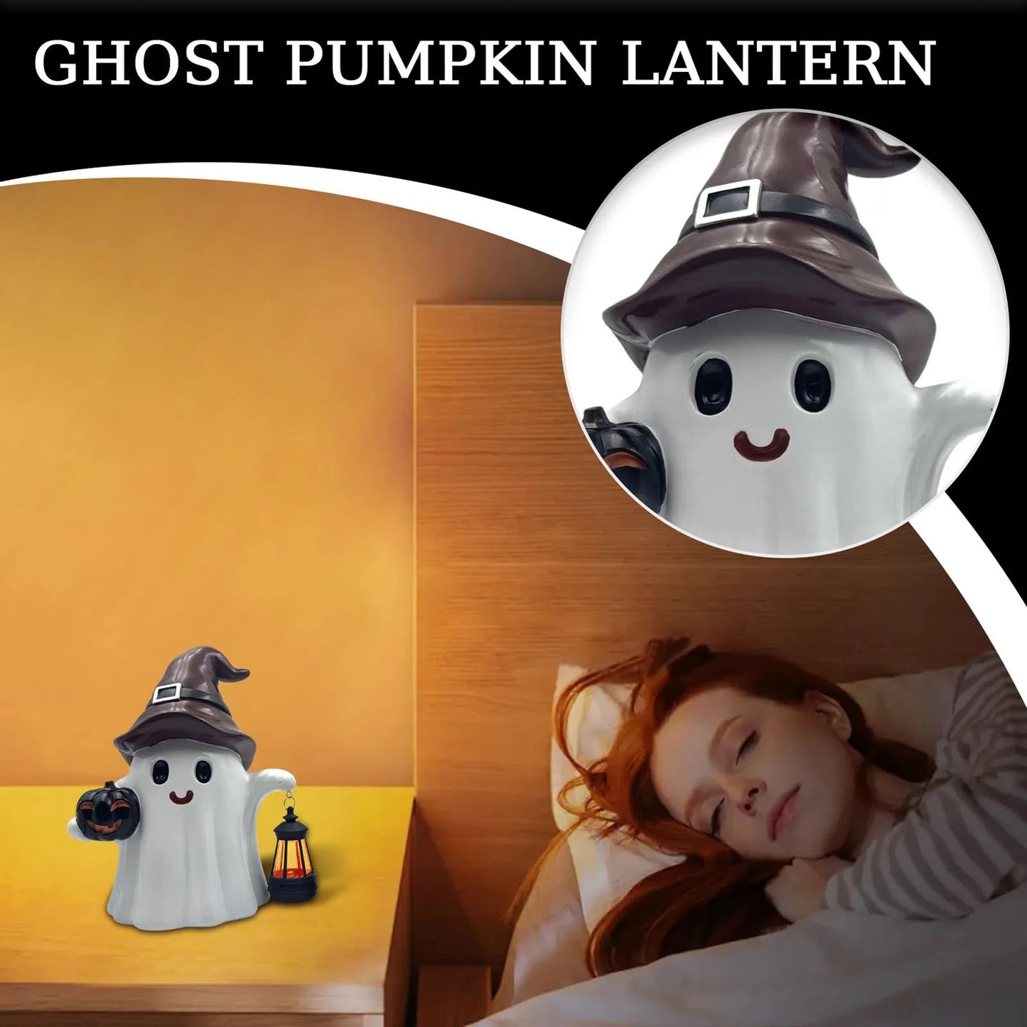 Halloween Ghost Lantern Ornament Solar Powered Design Light Nightlight Garden Sculpture Lights Cute Yard Holiday Decorations