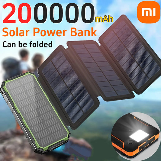 Xiaomi Solar Power Bank 200000mAh Large Capacity Super Fast Charging Foldable Outdoor Portable Powerbank for iPhone Huawei