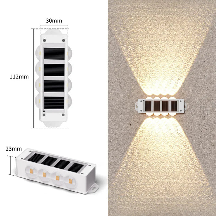 Solar Powered Wall Lights Outside Up and Down Fence Mount Outdoor Decorative Waterproof Lamp for Porch Deck Patio Yard Garden
