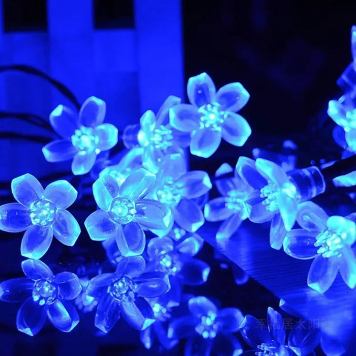 Solar Fairy String Light Sakura Garlands 5/7/12/22M Peach Flower CherryLED Lamp For Wedding Party Garden Christmas Outdoor Decor