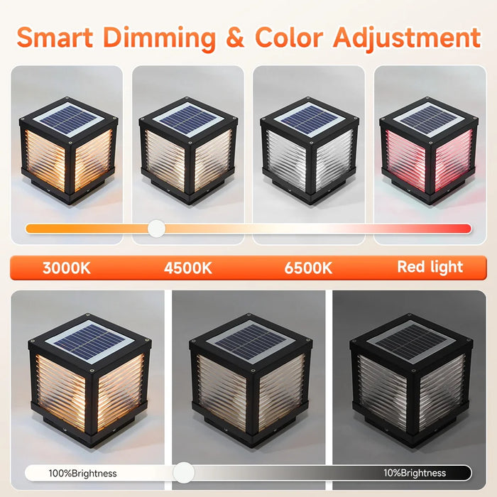 LED Solar Pillar Lights Replaceable Bulb Outdoor Solar Garden Lamps Connect Electricity Sunlight for Fence Pathway Outdoor Decor