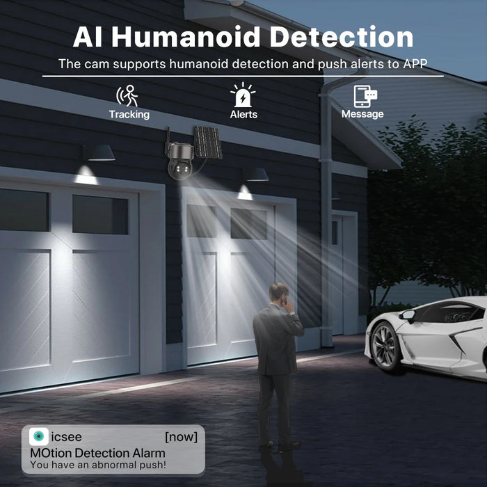 Solar WIFI Camera Built-in Battery Wireless 10X Zoom 3MP HD Camera PIR Detection Security Cam Two-way Audio Surveillance iCSee