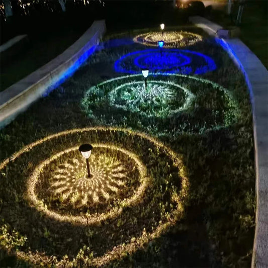 1-4Pack Solar Pathway Lights Outdoor Waterproof Round Circel Pattern On The Ground Light The Way for Yard Garden Path Walkway