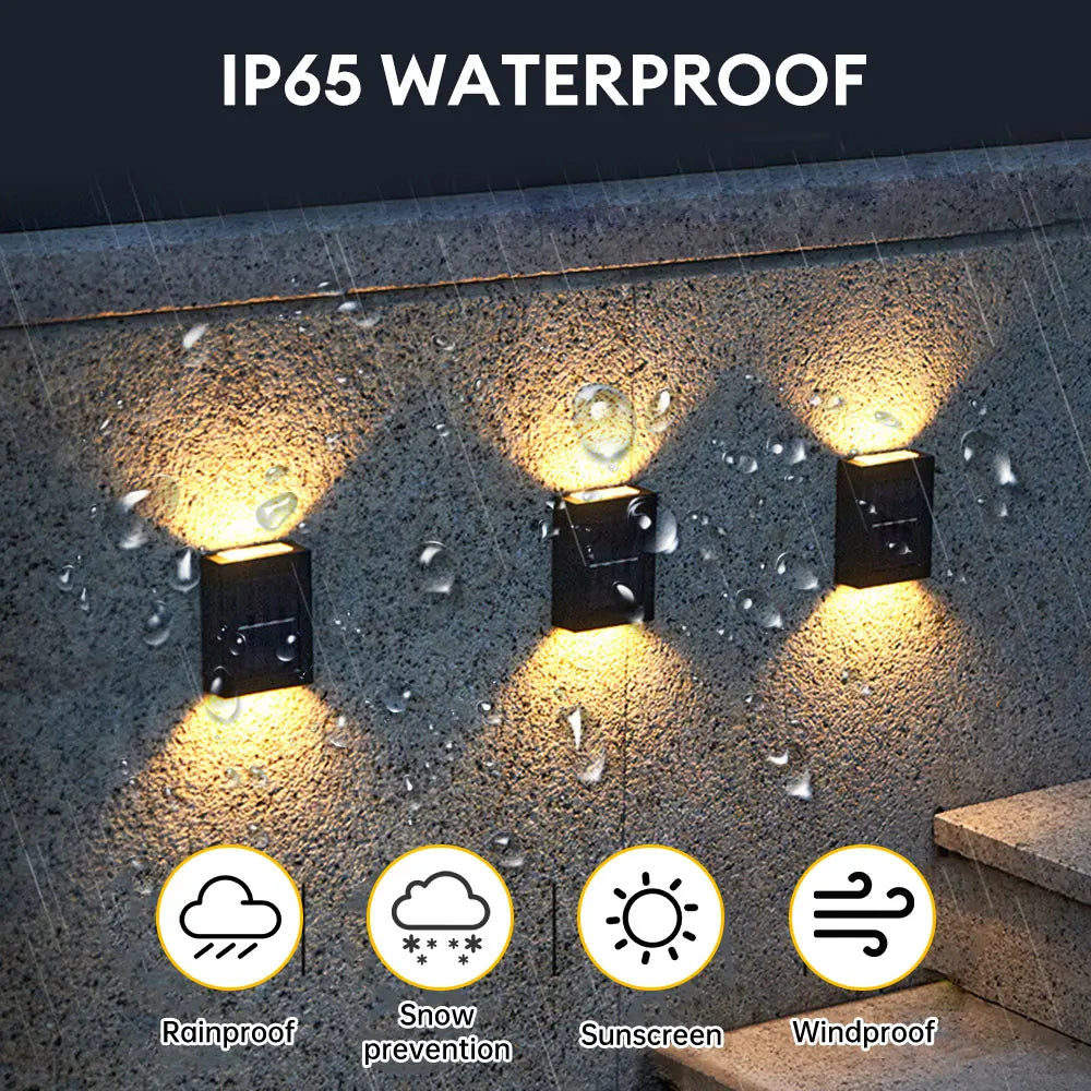 Solar LED Wall Light Up and Down Wall Lamp Outdoor Waterproof Fence Light Solar Powered Street Light Garden Yard Decorative Lamp
