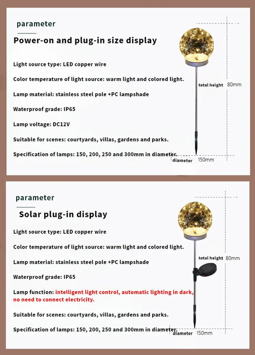 Solar Luminous Ball Reed Lamp Outdoor Scenic Spot Square Park Street Lighting Decoration Landscape Lawn Floor Lamp