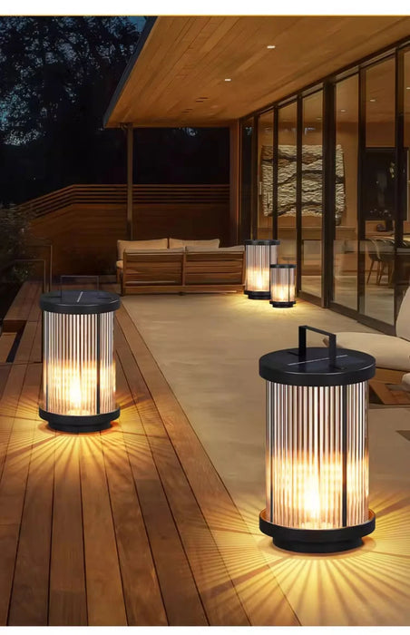 Modern Designer Solar Lamps Outdoor Waterproof Garden Glass Lanterns Street Villa Courtyard Lawn Balcony Decoration Floor Lights