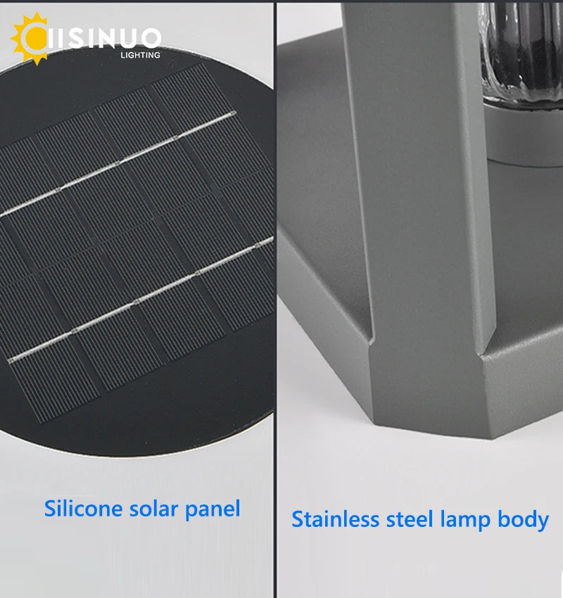 Outdoor Pillar Light Solar Powered Energy Saving IP65 Post Cap Lamp Auto Dusk-to-Dawn Sensor for Garden Villa Gate Pathway Fence