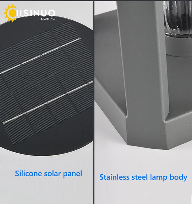 Outdoor Pillar Light Solar Powered Energy Saving IP65 Post Cap Lamp Auto Dusk-to-Dawn Sensor for Garden Villa Gate Pathway Fence