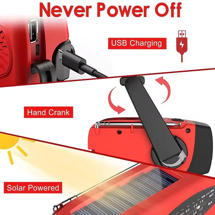 Outdoor Camping Emergency Radio Solar Hand Crank Dynamo Radio FM/AM/NOAA 2000Mah Phone Charger Power Bank Flashlight SOS