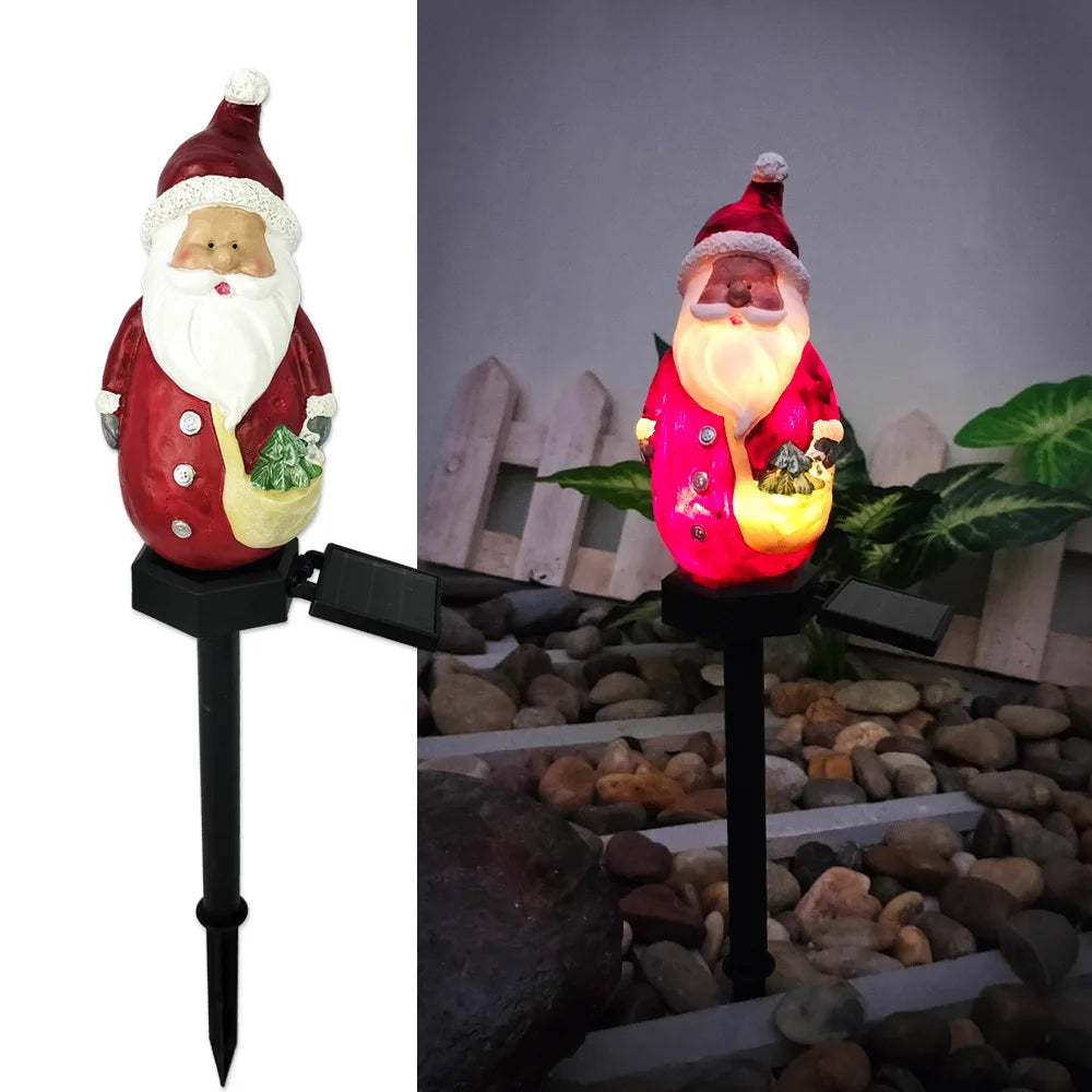 Halloween outdoor lights, waterproof solar Christmas tree pumpkin garden stake lights, Santa Claus crow skull panda decoration