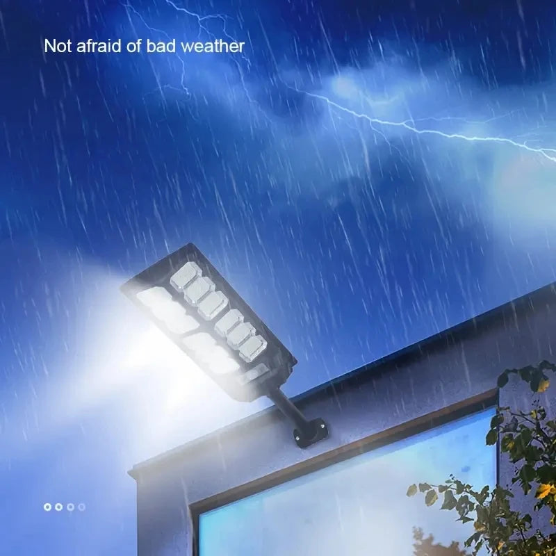 Powerful Solar-Powered LED Floodlight with Remote Control and Motion Sensor - Ideal for Outdoor Courtyards Security Lighting