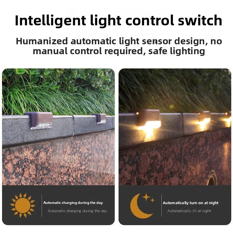 Solar Powered Step Lights Outdoor Fence Lights Waterproof Staircase Step Lights Courtyard Railings Balcony Decorative Wall Light